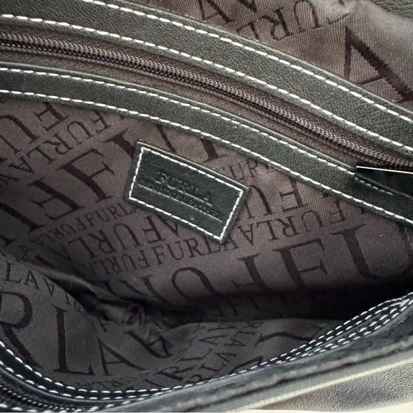 FURLA Genuine Leather Black with Contrast Stitching Crossbody Purse Bag - Picture 8 of 14